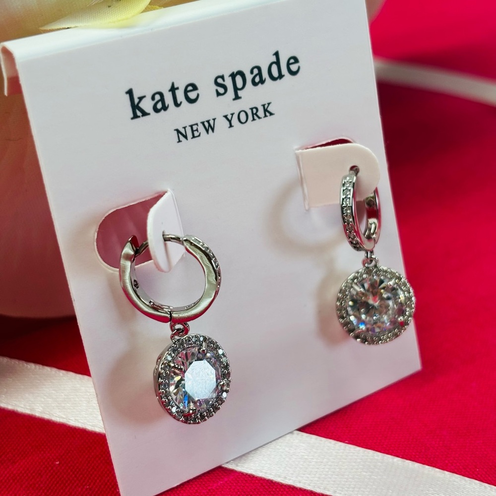 Kate Spade silver earrings. NWT. Retail $58. Something Sparkly Spade… - Picture 4 of 9